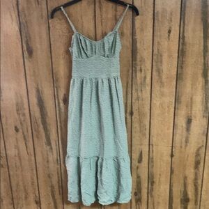 Hollister Smocked Long Dress Green XS